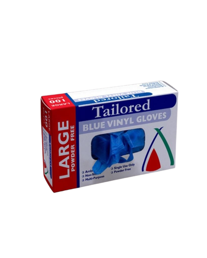 Gloves Vinyl Blue Powder Free Large Box of 100