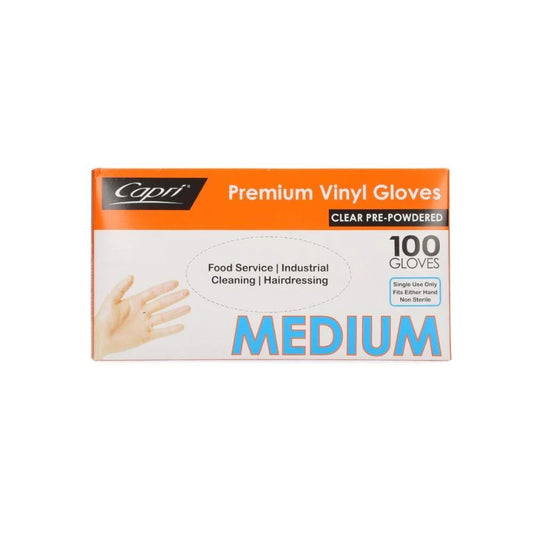 Vinyl Gloves Clear Pre-Powdered Box of 100