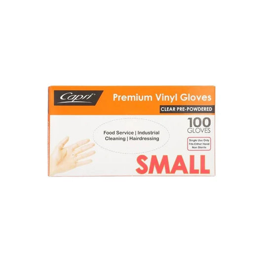 Vinyl Gloves Clear Pre-Powdered Box of 100
