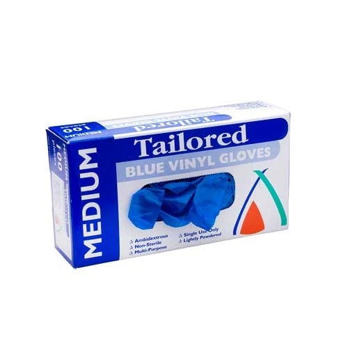 Gloves Vinyl Blue Powder Free Large Box of 100